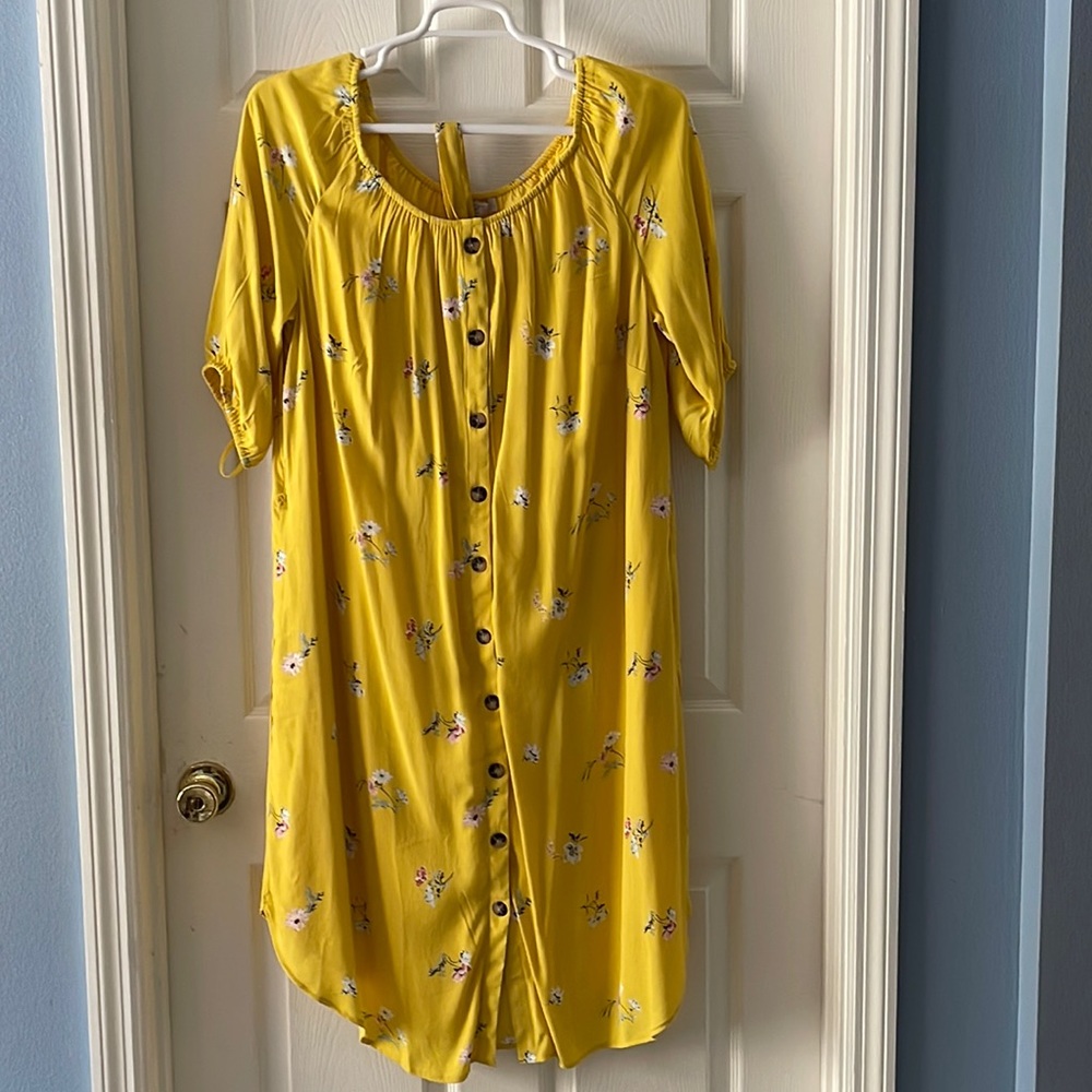 Yellow Loft Floral Button Down Dress